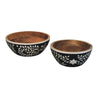 Black & White Floral Resin Inlay Mango Wood Bowl Set