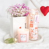 With Love Postage Stamp Print Sparkling Rose Tube Candle