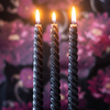 Dark Romance Black Twist Taper Candles Set of 3