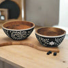 Black & White Floral Resin Inlay Mango Wood Bowl Set