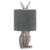 Sitting Hare Table Lamp With Velvet Shade in Gold or Silver