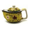 Small Herbal Oriental Design Yellow Infuser Teapot & Cups