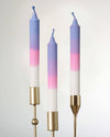Soft Purple Pink White Dip Dye Handmade Taper Candles