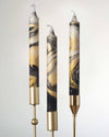 Chic Gold & Black Marble Swirl Taper Candle