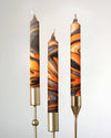 Black & Fiery Orange Marble Swirl Taper Candle