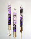 Black, Purple & Silver Marble Swirl Taper Candle