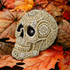 Striking Jewelled Gothic Beige Skull Sculpture