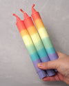 Rainbow Colours Striped Dip Dye Taper Candle