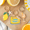 Lemon Flower Gold Enamel Keyring