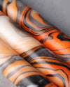 Black & Fiery Orange Marble Swirl Taper Candle