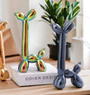 Long Neck Abstract Balloon Dogs Statues in Neon Rainbow & Metallic Blue