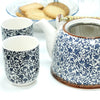 Blue & White Floral Pattern Teapot with 6 Cups Set