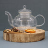 Classic Shape Large Glass Round Pearl Infuser Teapot - 800ml