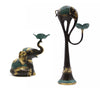 Asian Gold & Turquoise Green Brass Elephant Incense Holders