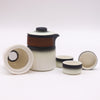 Portable Teapot, Infuser & Cup Set Travel Pack in Black, White & Brown Ceramic
