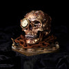 Scrapped Metal Bronze Skull Ornament with Clock 19cm