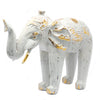 Large Tribal Wooden Elephant Statues - Gold & Turquoise/White