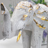 Large Tribal Wooden Elephant Statues - Gold & Turquoise/White