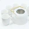 Classic White Teapot with 6 Cups Set