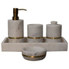 White Marble & Brass Inlay Bathroom Set of 5