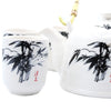 Oriental White & Black Design Teapot with 6 Cups Set