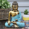 Hand-Painted Large Style Buddha Statue22 x 14cm - Antique Gold w Teal or Red