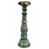 Vintage Style Wooden Candle Stick Holders in White Gold or Turquoise Gold