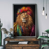 Rainbow Lion Animal Portrait Print A4