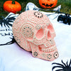 Large Decorative Pink Jewelled Skull Sculpture