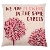 Set Of 3 x 'We Are Flowers In The Same Garden' Cushion Covers - Pink/Natural/Green