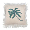 Luxury Cream Linen Palm Tree Cushion Covers With Fringe In 3 Sizes