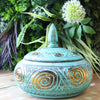 Turkish Style Wooden Turquoise Pot/Squat Jar 18.5cm