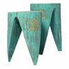 Pair of Interlocking Tables/Stools in Turquoise/Whitewash/Natural Tone