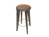 Aviation Inspired Industrial Iron Stools w/ Tan Faux Leather Seat