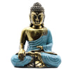 Hand-Painted Large Style Buddha Statue22 x 14cm - Antique Gold w Teal or Red