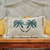 Luxury Cream Linen Palm Tree Cushion Covers With Fringe In 3 Sizes