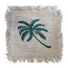 Luxury Cream Linen Palm Tree Cushion Covers With Fringe In 3 Sizes