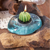 Artisan Molten Glass Tealight Holders on Wooden Base in 2 Styles