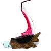 Recycled Molten Glass Wine Decanters on Wooden Base