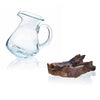 Hand-Crafted Molten Glass Water/Wine Jug on Wooden Stand