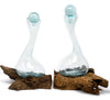 Recycled Molten Glass Wine Decanters on Wooden Base