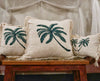 Luxury Cream Linen Palm Tree Cushion Covers With Fringe In 3 Sizes