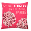 Set Of 3 x 'We Are Flowers In The Same Garden' Cushion Covers - Pink/Natural/Green