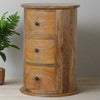 3 Drawer Round Mango Wood Drum Chest