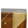 Gold Geometric Design Chestnut Bedside Drawers