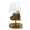 Molten Glass Bowl on Wood with Stand - In 2 Sizes