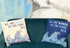Set of 3 x We Are Waves In The Same Sea Cushions Covers - Grey/Blue/Natural
