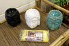 Ceramic Buddha Head Oil Burners - Turquoise/Pink/Natural/Black/White