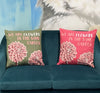 Set Of 3 x 'We Are Flowers In The Same Garden' Cushion Covers - Pink/Natural/Green
