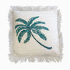 Luxury Cream Linen Palm Tree Cushion Covers With Fringe In 3 Sizes